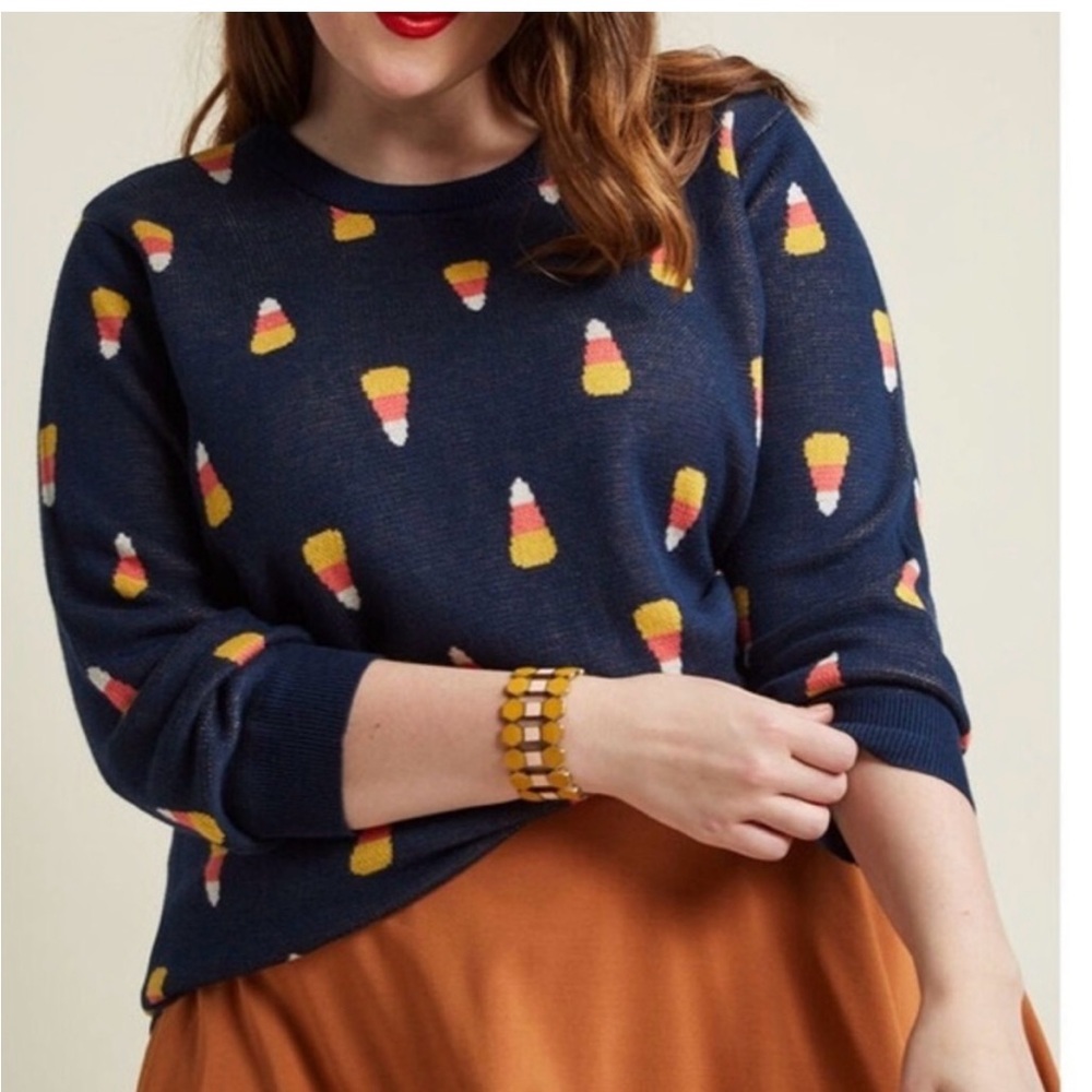 ModCloth Navy Candy Corn Sweater